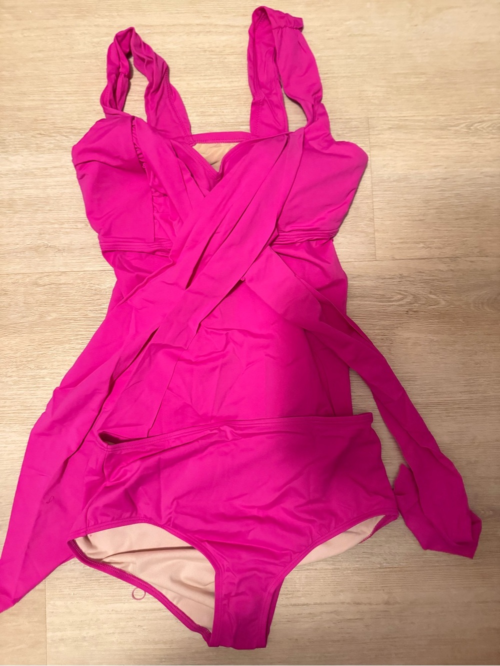 Jantzen Hot Pink One-Piece Swimsuit with Wrap Detail